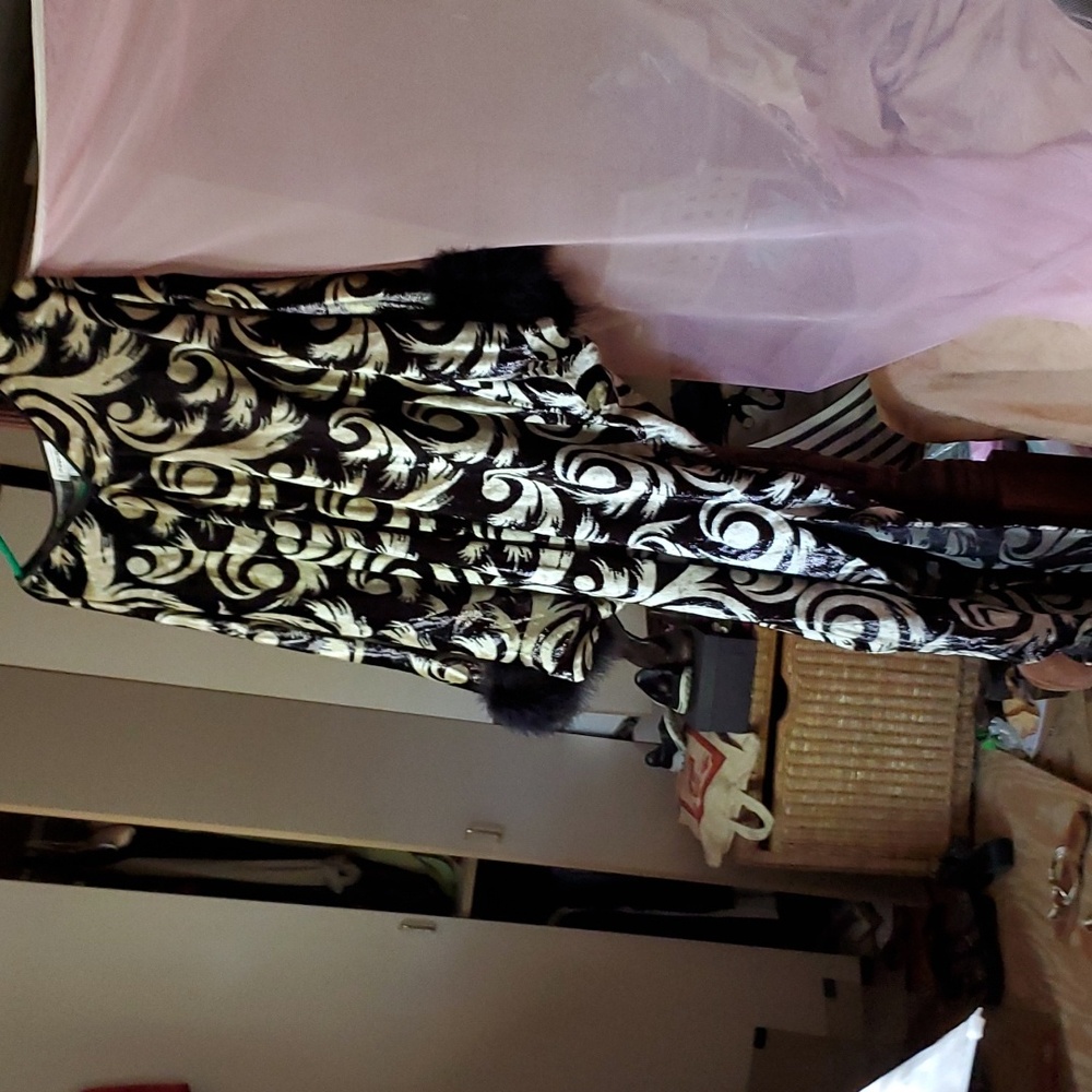 Saks Fifth Avenue Shimmer velvet feathered Gown